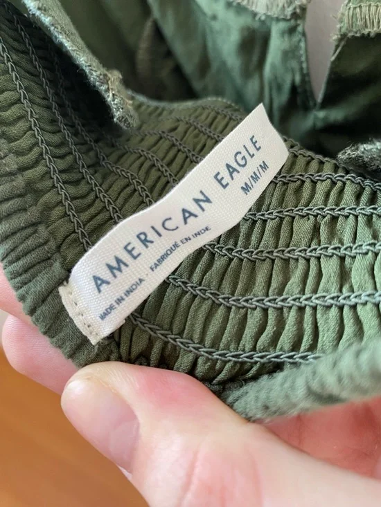 Olive Green Maxi Dress with Lace Trim - Picture 3 of 3